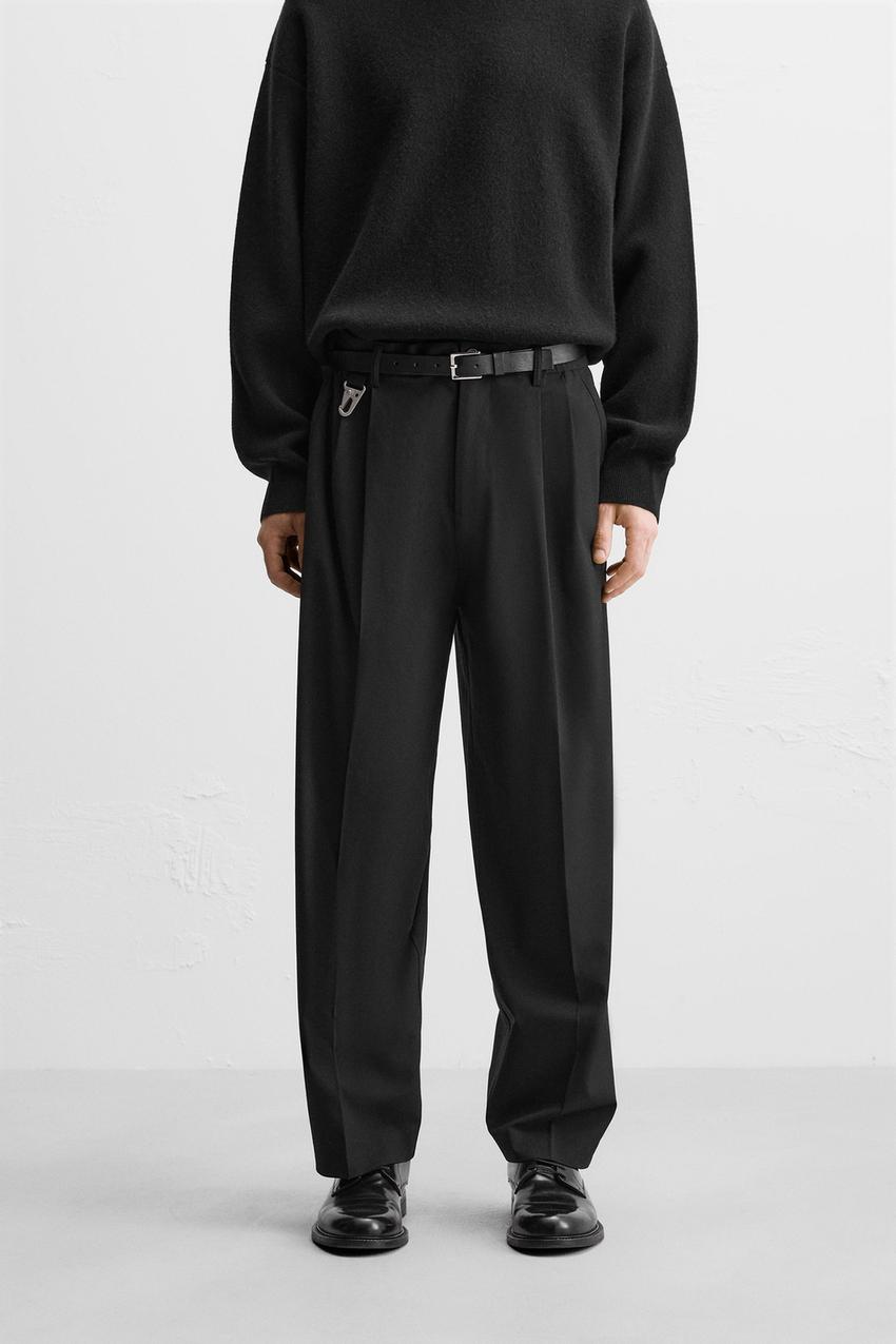 WIDE-FIT プリーツ パンツ - ブラック | ZARA Japan / 日本
