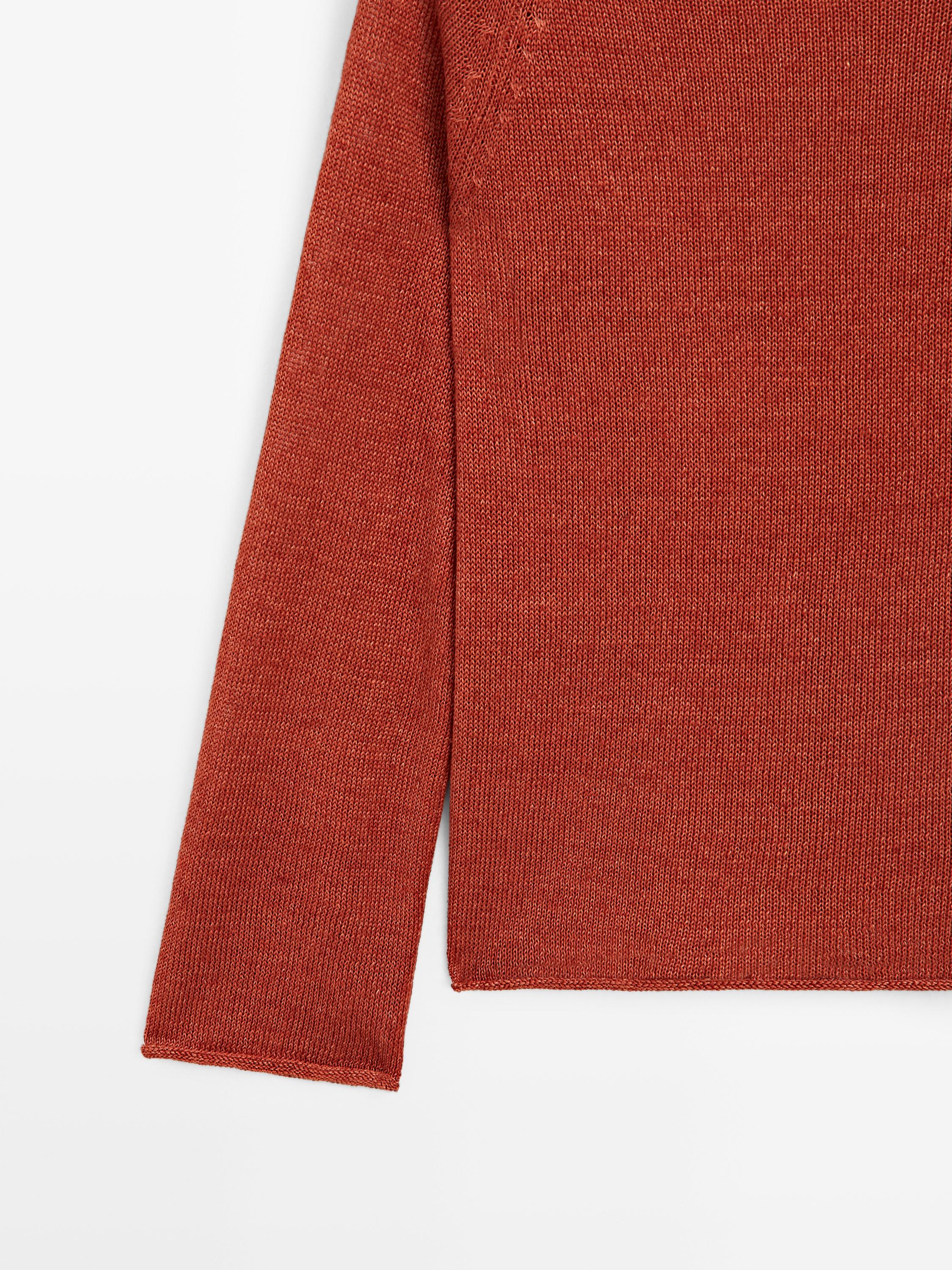 100% linen knit crew neck sweater