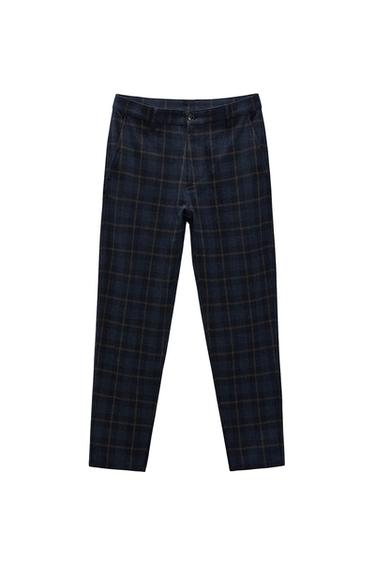 PLAID TAPERED FIT PANTS