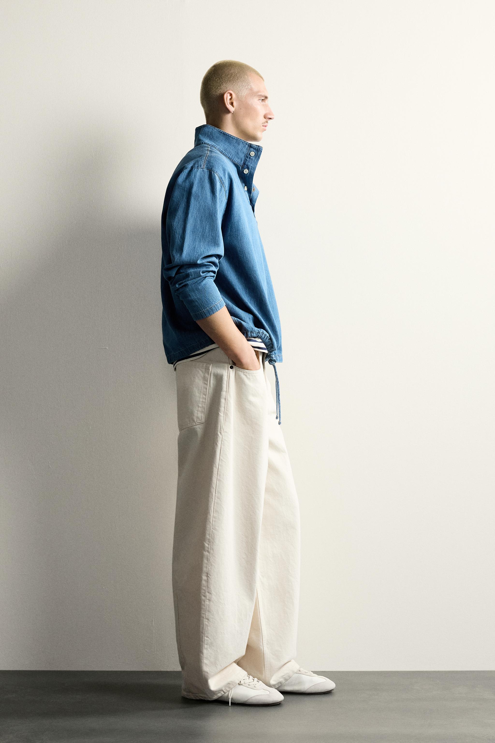 WASHED LIGHTWEIGHT DENIM POLO SHIRT