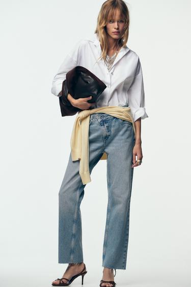 JEANS Z.09 STRAIGHT ANKLE HIGH-WAIST CROSSOVER WAIST - Indigo by Zara