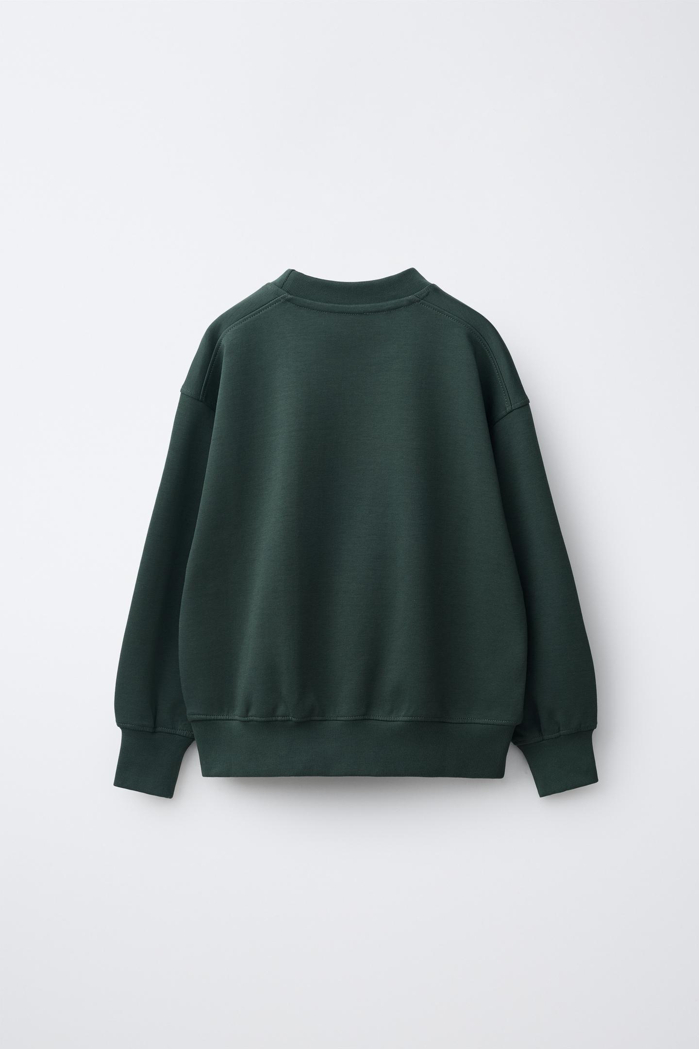 Детский комплект Zara Text Interlock Sweatshirt and Pants Set, цвет: Зелёный — фото 3