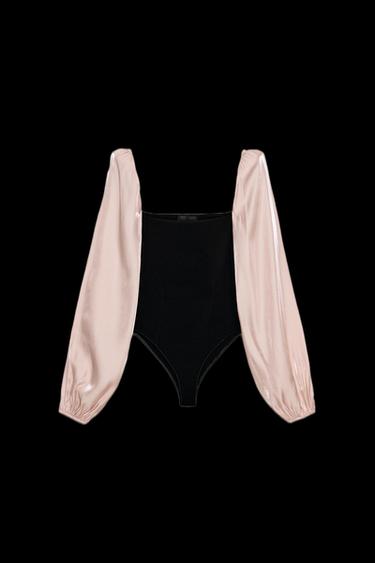BODY MIT STRETCH-MATERIALKOMBINATION - Schwarz von Zara