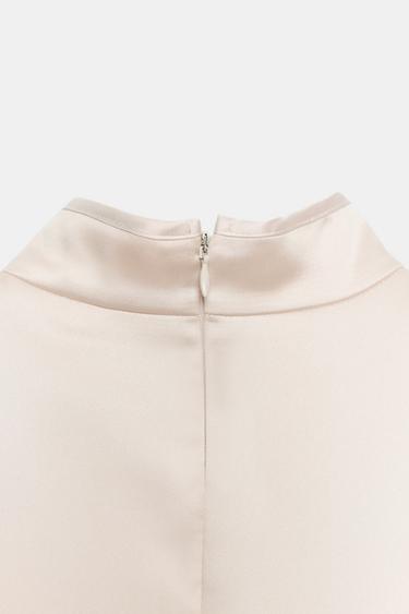 SATIN MINI DRESS WITH VENT - Bone by Zara - Image 3