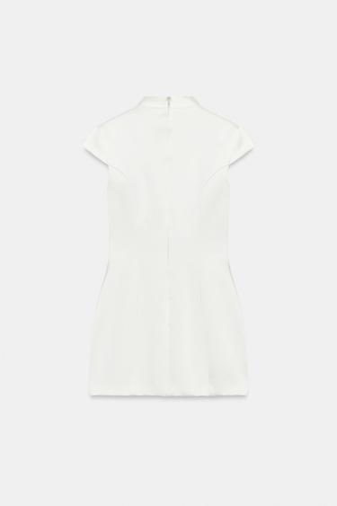 SATIN MINI DRESS WITH FROG FASTENING - Oyster-white by Zara - Image 7