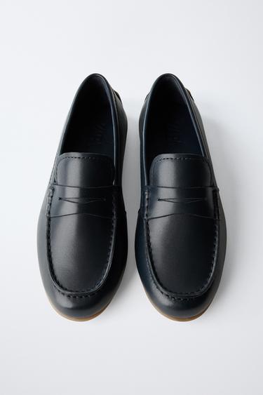 LEATHER LOAFERS - Navy Blue by Zara - Image 3