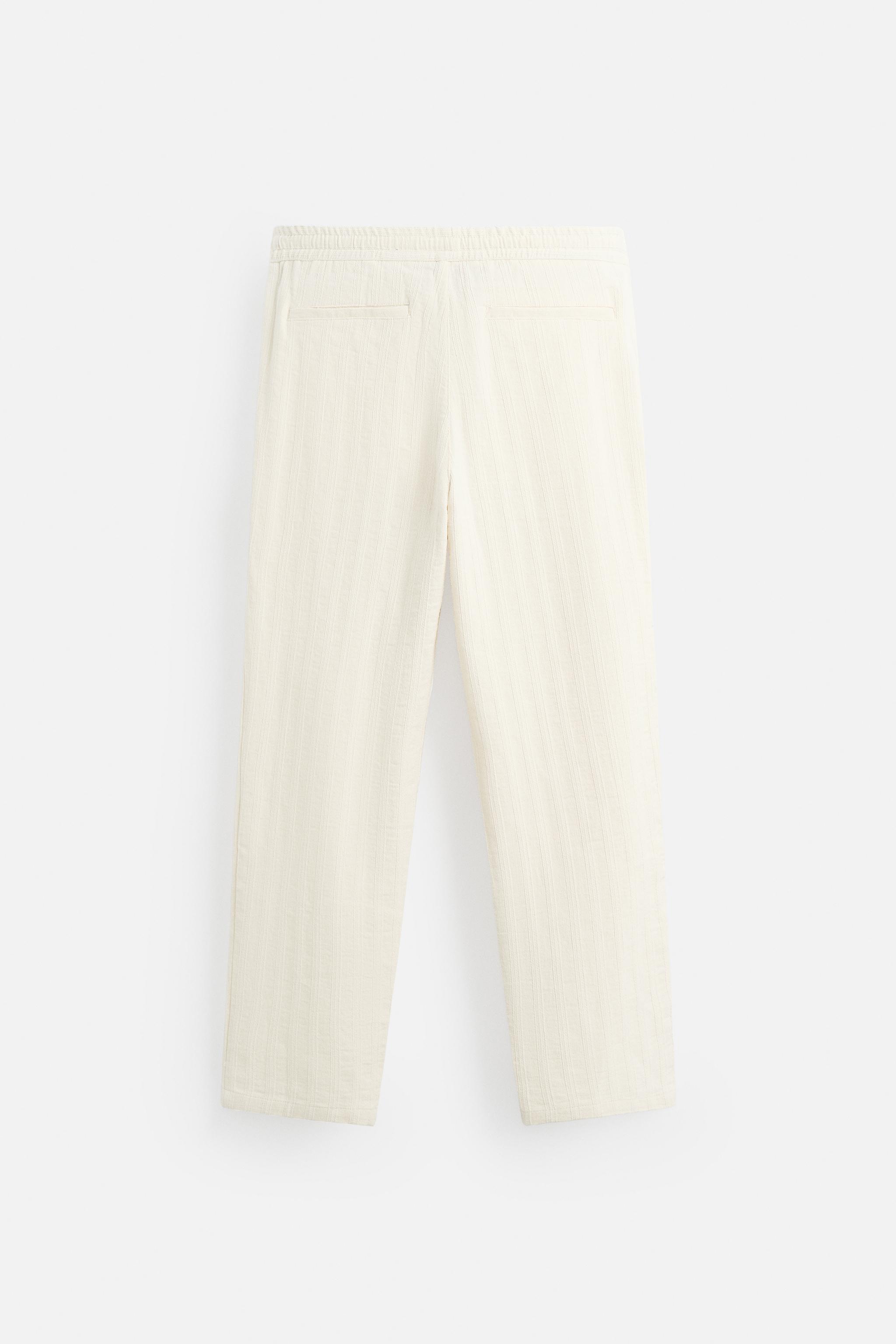 STRIPED JACQUARD PANTS - Ecru | ZARA United States