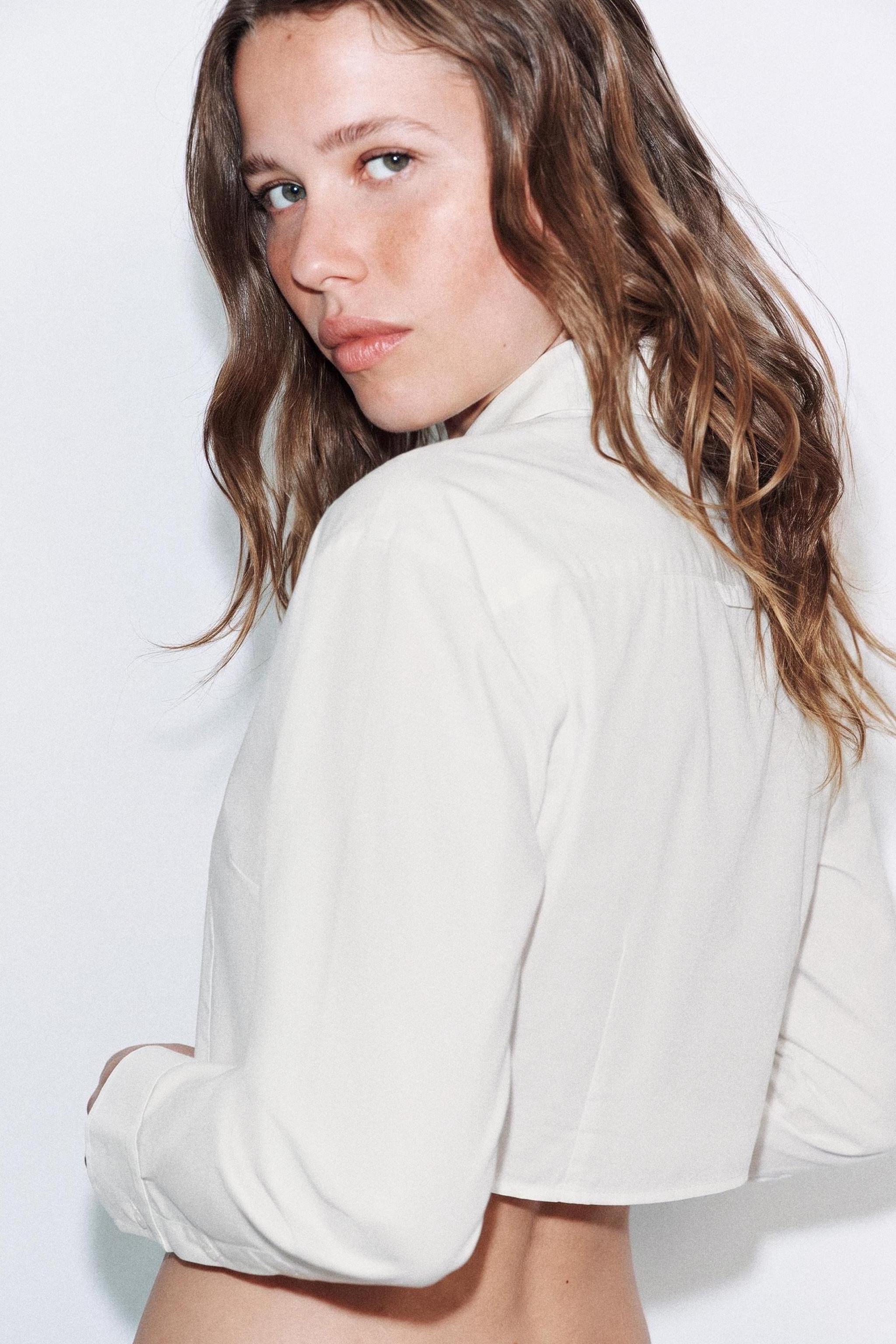CROPPED POPLIN SHIRT — White