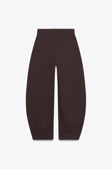 Zara PLUSH BELTED PANTS - Chocolate