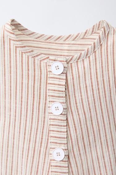 SALOPETTE LONGUE À RAYURES AVEC COTON ET LIN - Rouge orangé de Zara - Image 2