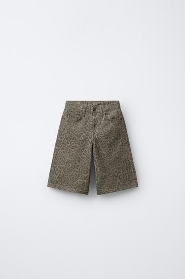SHORT EN JEAN ANIMAL PRINT - Marron de Zara