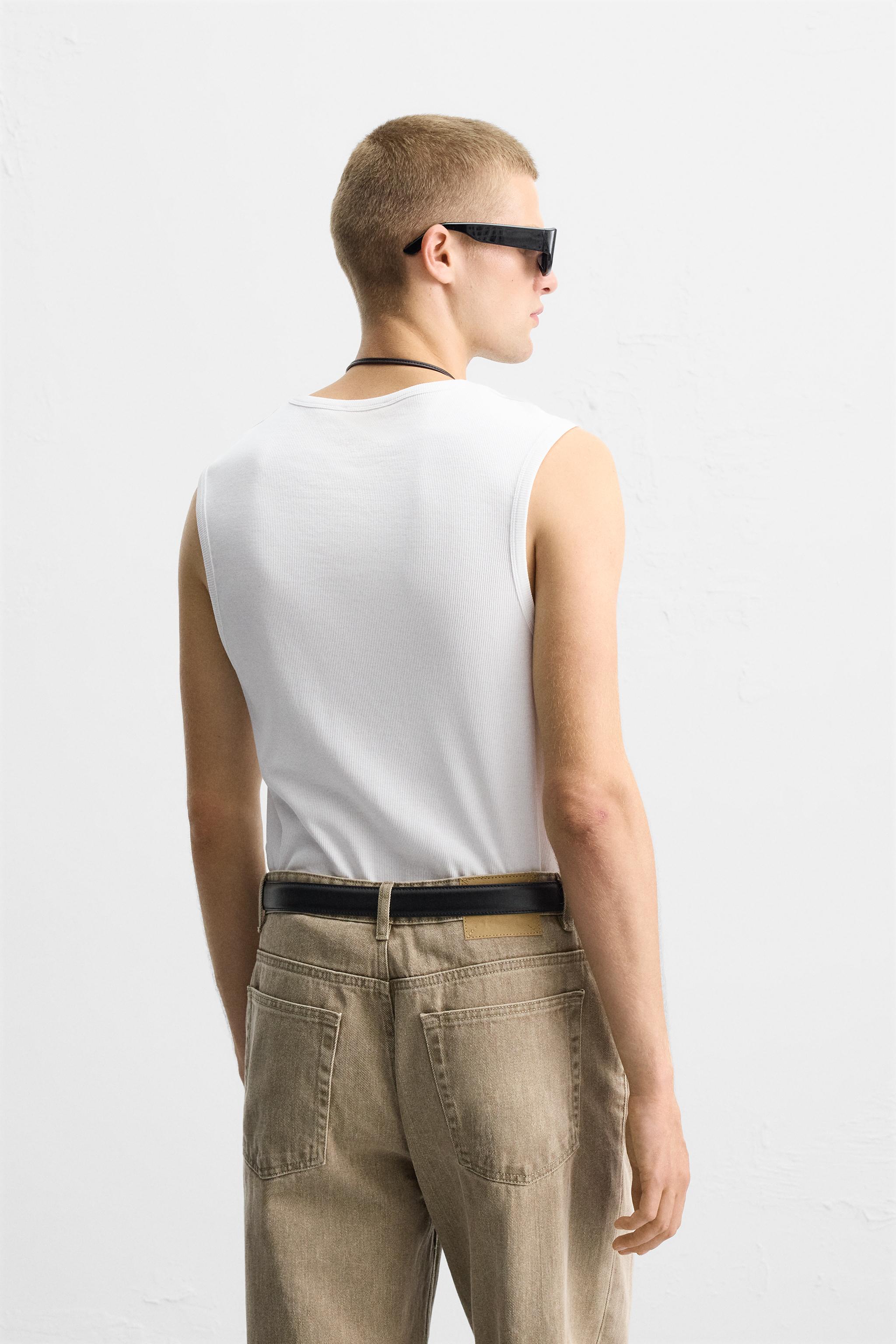 【ZARA】リブ編みカラーブロックタンクトップ | 0722/473/819 リブ編みカラーブロックタンクトップ - ブルーグレー | ZARA