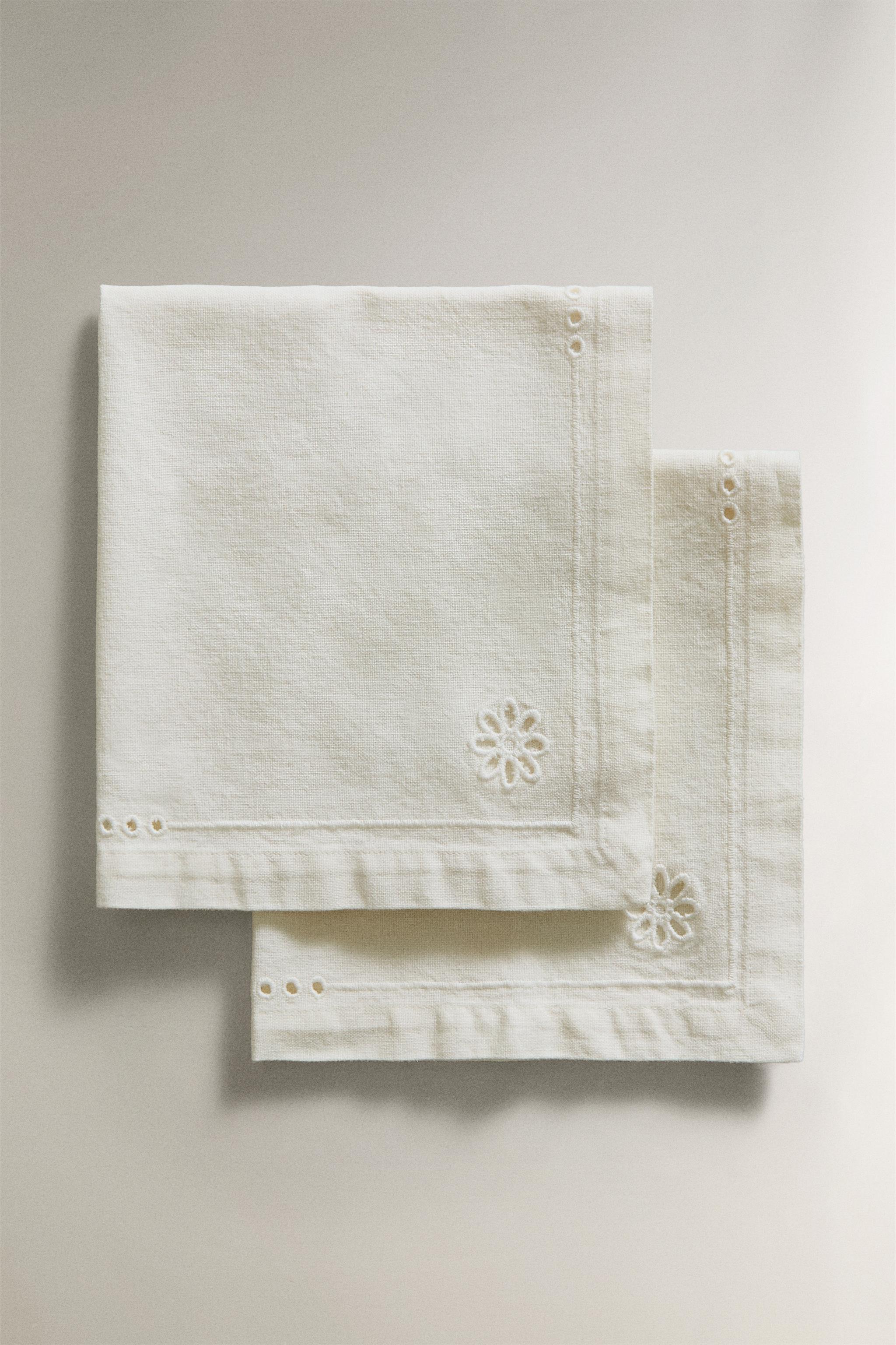 エンブロイダリー テーブルナプキン（x 2 セット） - ホワイト | ZARA