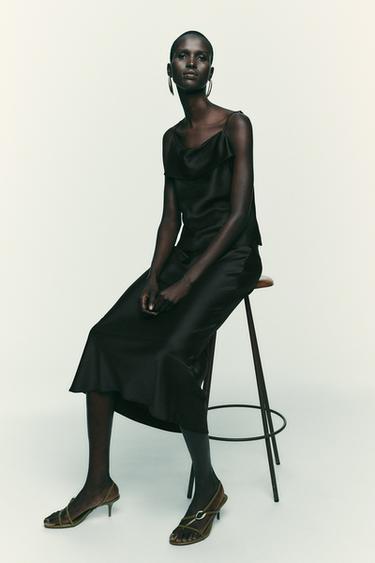 SATIN CAMISOLE TOP - Black by Zara