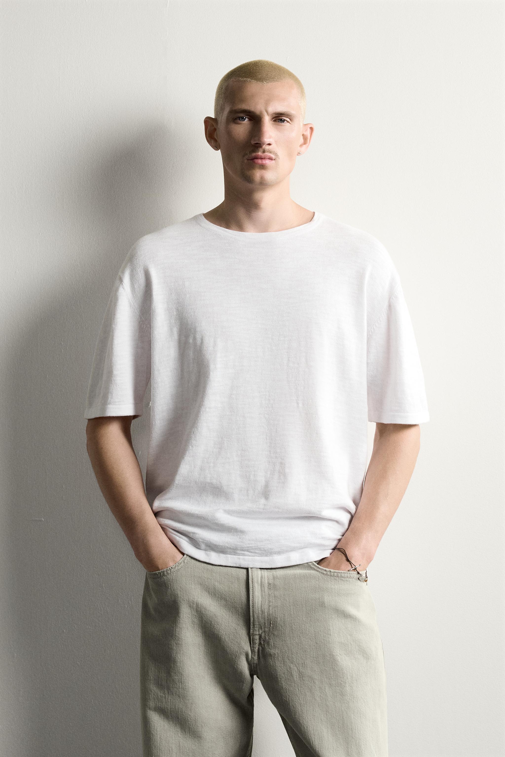 テクスチャーニットTシャツ - ホワイト | ZARA Japan / 日本