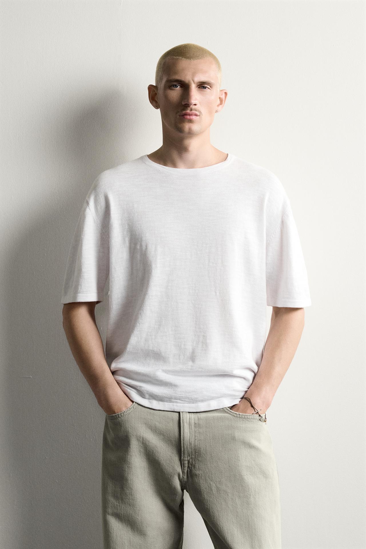TEXTURED KNIT T-SHIRT — White