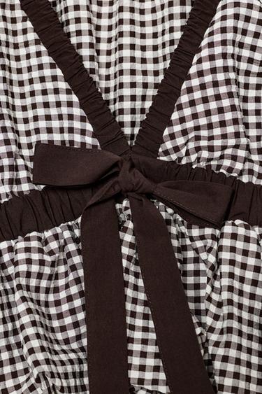 TOP BALLON À CARREAUX VICHY ET NŒUD - Marron / Écru de Zara - Image 8