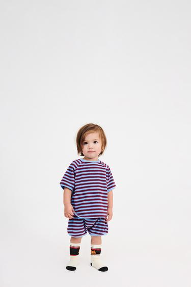 STRIPED TERRY BLOOMERS - Light blue by Zara