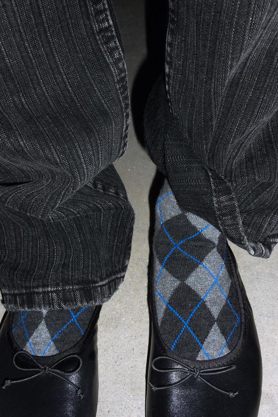 PRINTED ARGYLE SOCKS - Grey by Zara - Image 0