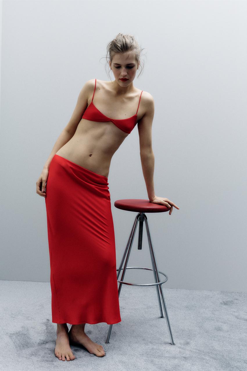 Zara + Satin Effect Midi Dress