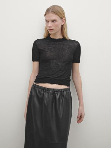 Zara Soft nappa leather midi skirt - Black