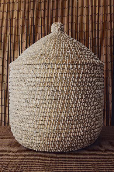 ROUND BASKET WITH LID - Light beige by Zara