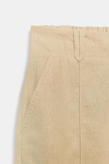 PANTALON CARROT NERVURE AVEC LIN - Sable de Zara - Image 6