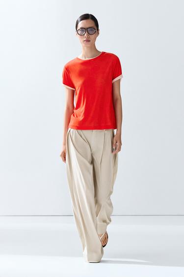 T-shirt manches courtes finition double - Oranges de Zara - Image 0