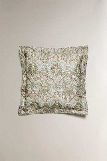 MORRIS & CO. LEAVES COTTON SATEEN PILLOWCASE - Green by Zara - Image 2