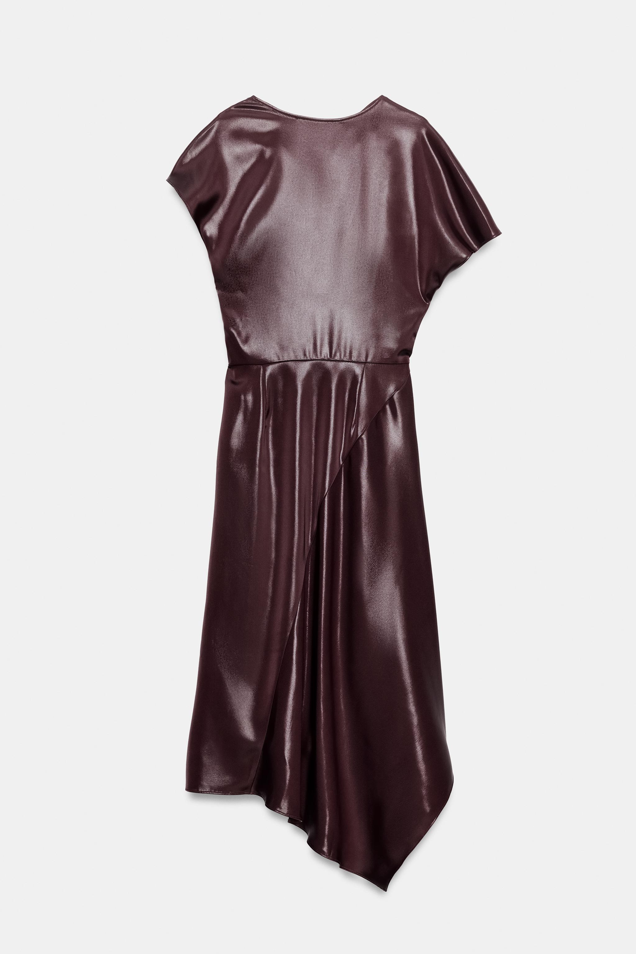 Женские платья Zara GLOSSY SATIN MIDI DRESS — фото 7