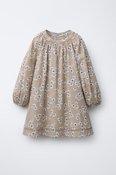 Zara FLORAL PRINT DRESS - Beige - Image 0