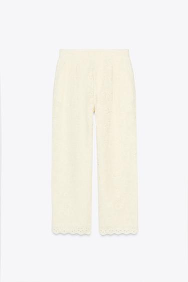 ZW COLLECTION TROUSERS WITH CUTWORK EMBROIDERY - Ecru by Zara - Image 4