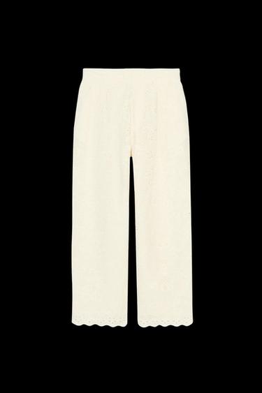 ZW COLLECTION TROUSERS WITH CUTWORK EMBROIDERY - Ecru by Zara - Image 0