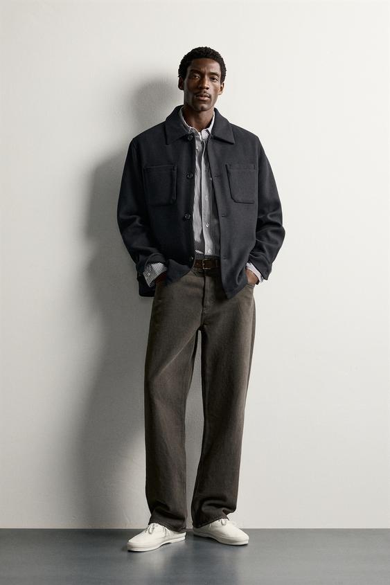 Zara CONTRAST QUILTED OVERSHIRT - Navy blue - Image 0