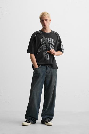 CAMISETA LAVADA FÚTBOL AMERICANO - Antracita oscuro de Zara - Imagen 0