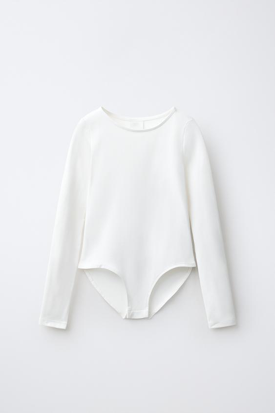 BODY DE POLIAMIDA LISO - Branco da Zara - Imagem 0