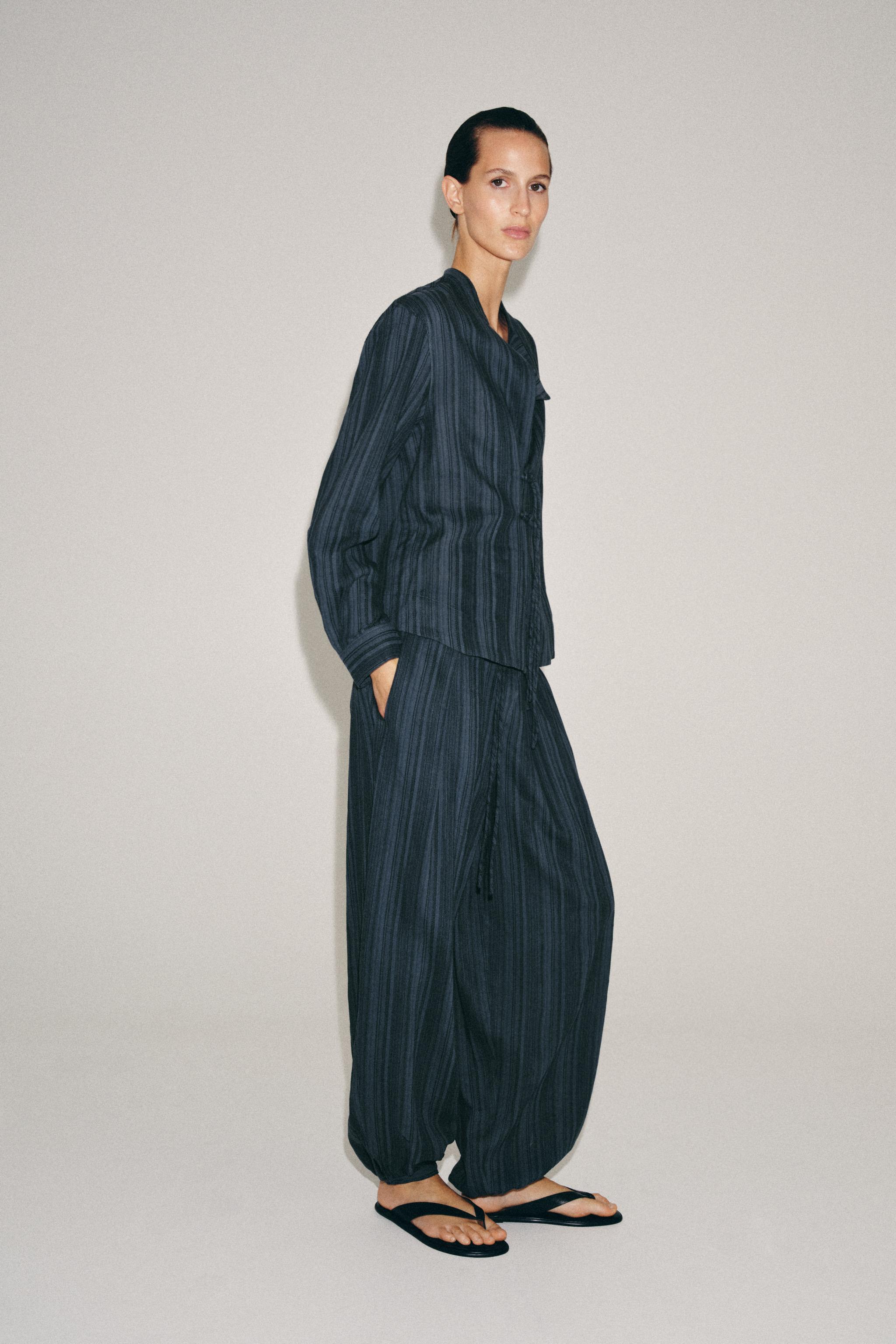 Женские брюки Zara ZW COLLECTION STRIPED BLOOMER PANTS — фото 4