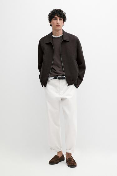 Blouson bomber en laine avec fermeture Éclair - Marron de Zara