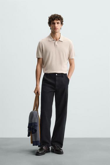 POLO DE MALHA EM ALGODÃO – SEDA - castanho da Zara