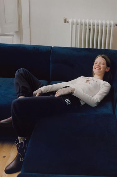 بنطلون JOGGER مطبوع - أزرق الخاص بـ Zara