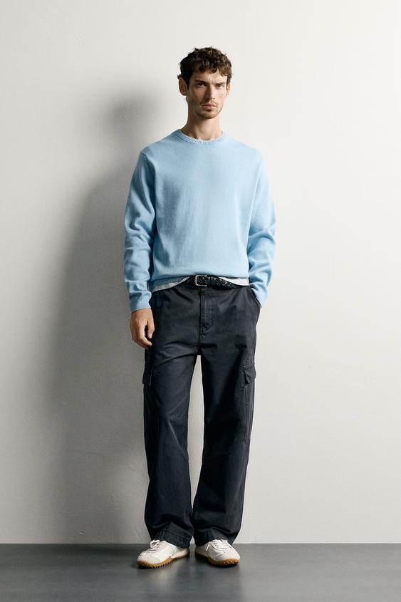TEXTURED COTTON JUMPER - Sky blue by Zara - Image 0