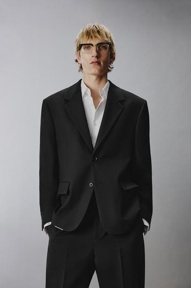 Zara 100% 羊毛西裝外套 - 黑色