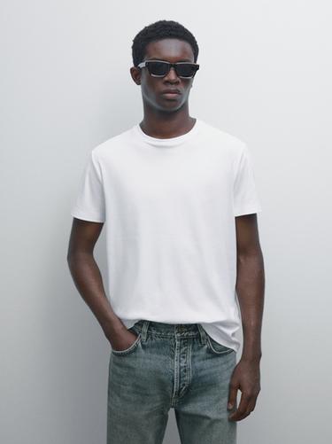 Zara 100% mercerised cotton T-shirt - White - Image 0