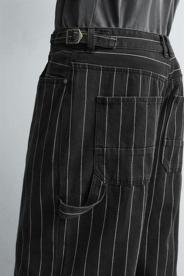 PANTALON BALLON RAYÉ - Noir de Zara - Image 4