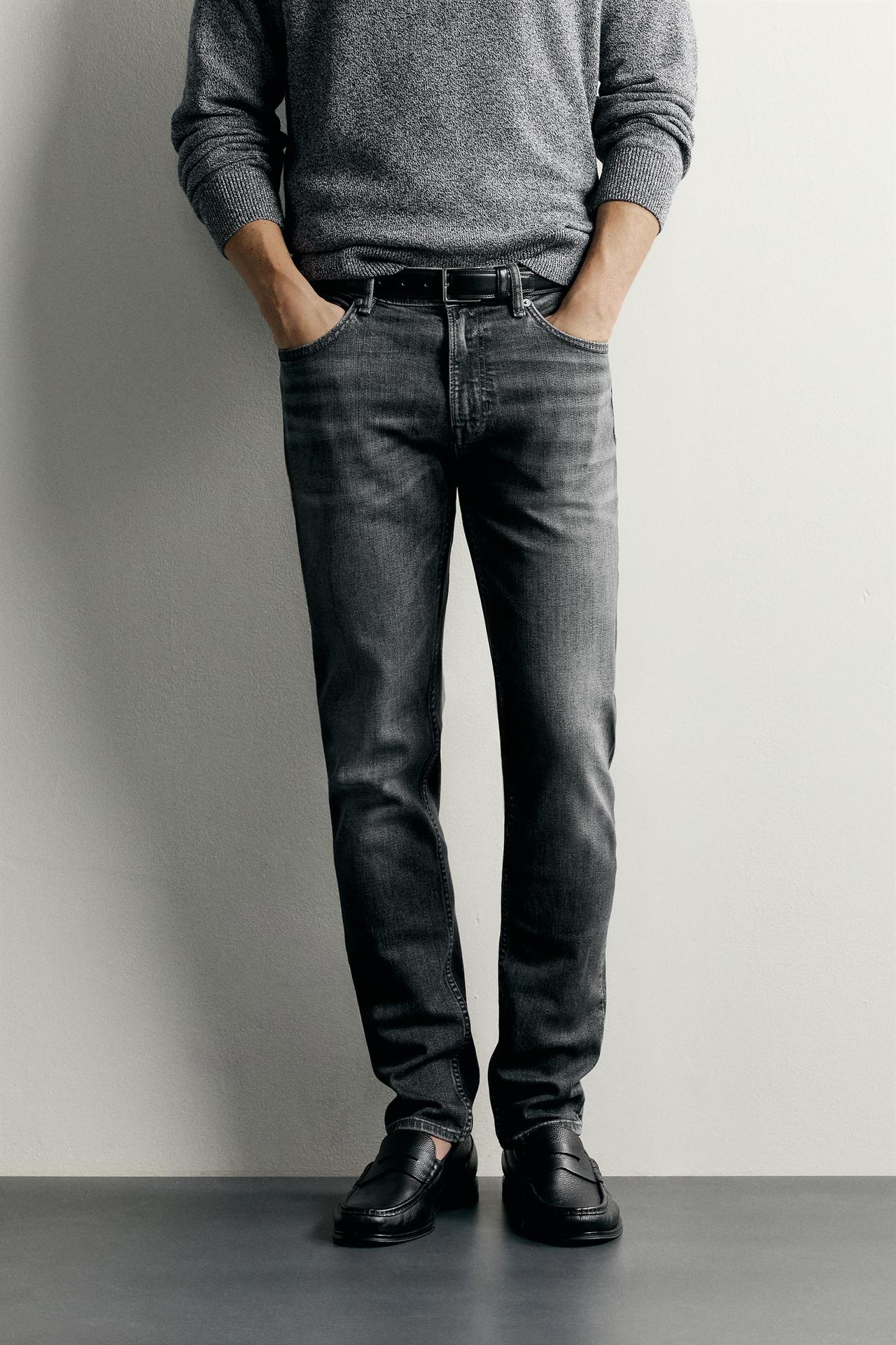 BASIC SLIM FIT JEANS — Gray