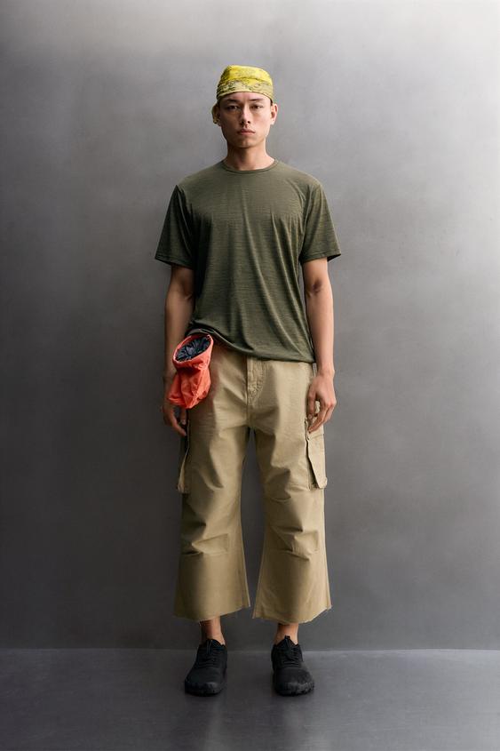 STRIPED JACQUARD TECHNICAL T-SHIRT - Mid-green by Zara - Image 0
