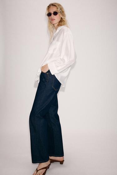 CAMISA SATINADA OVERSIZE - Blanco de Zara