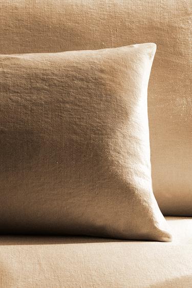 WASHED LINEN CUSHION COVER - Brick by Zara