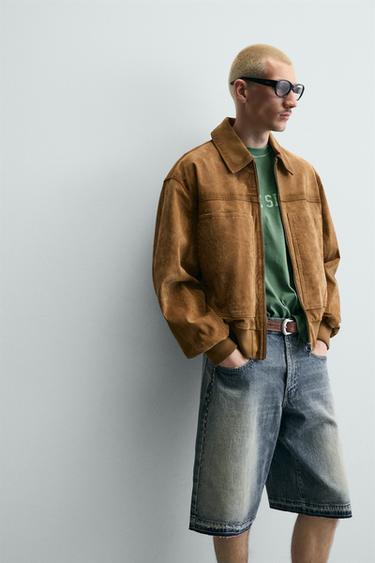 SHORT EN JEAN BAGGY FIT CLOUS MÉTALLIQUES - Bleu de Zara - Image 4