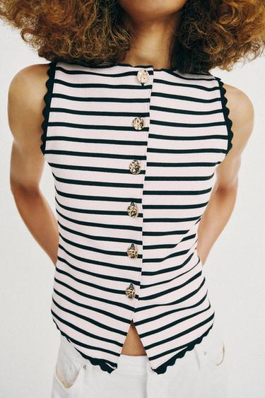 TOP CHALECO RAYAS BOTONES - Rayas de Zara